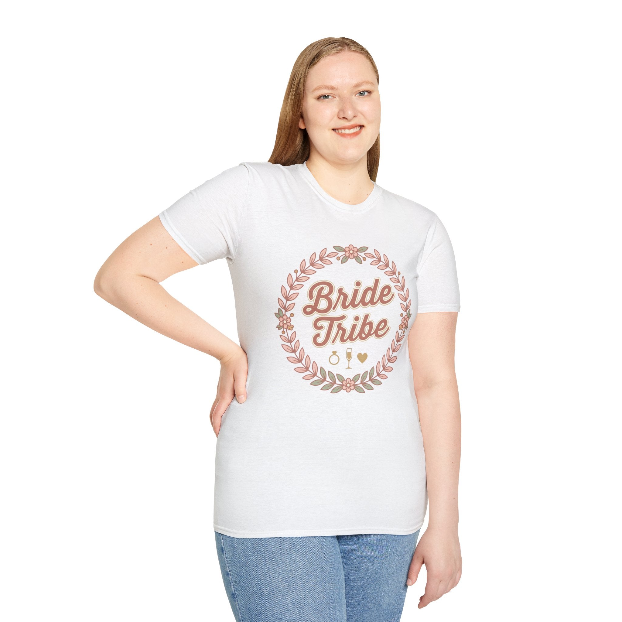 Bride Tribe T-Shirt — Floral Wreath Bachelorette Shirt for Bridal Party