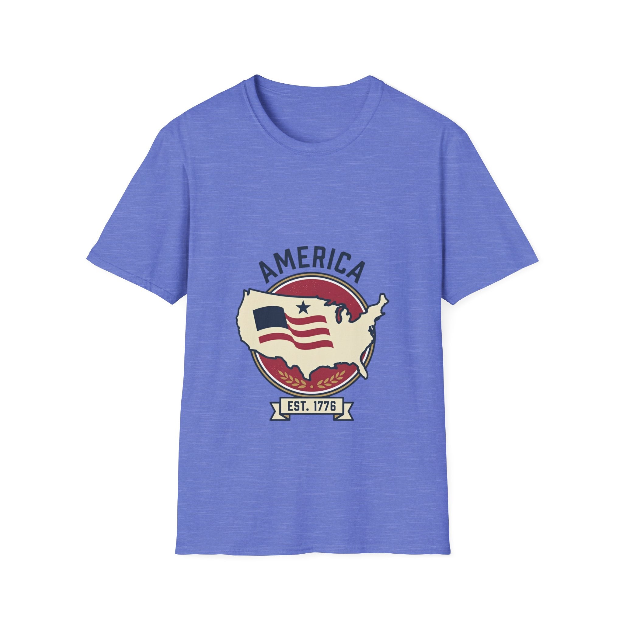 America Map Graphic T-Shirt – Vintage Flag Design, EST. 1776