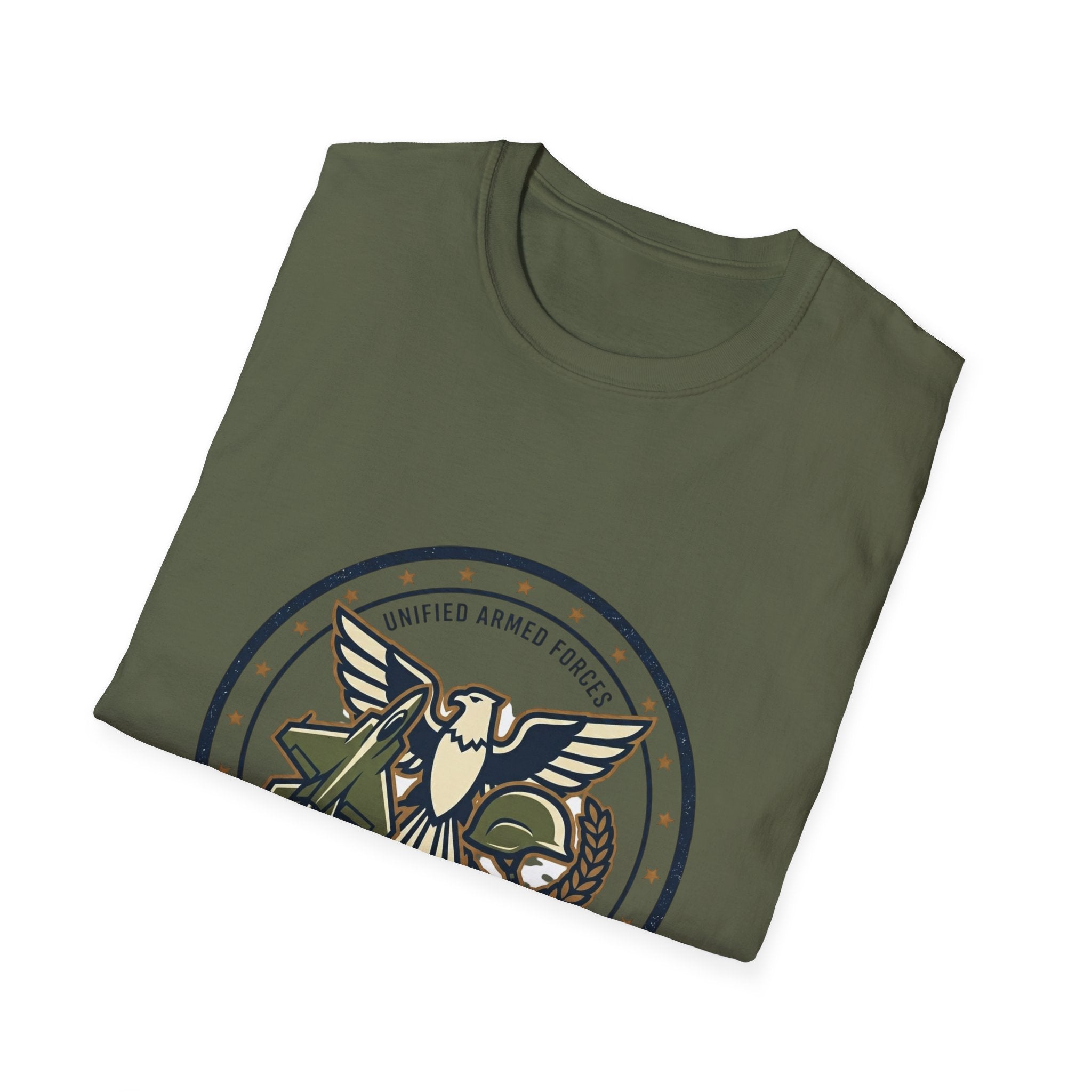 Strong Military Emblem T-Shirt — Patriotic Eagle & Helmet Design