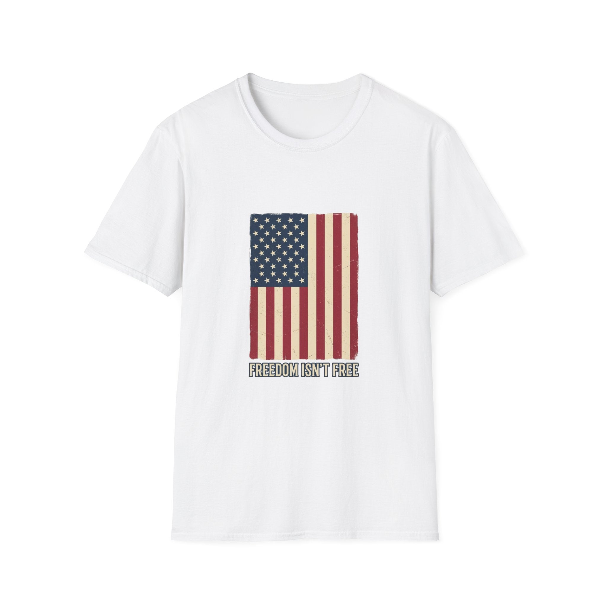 Freedom Isn't Free T-Shirt — Distressed American Flag Patriotic Tee