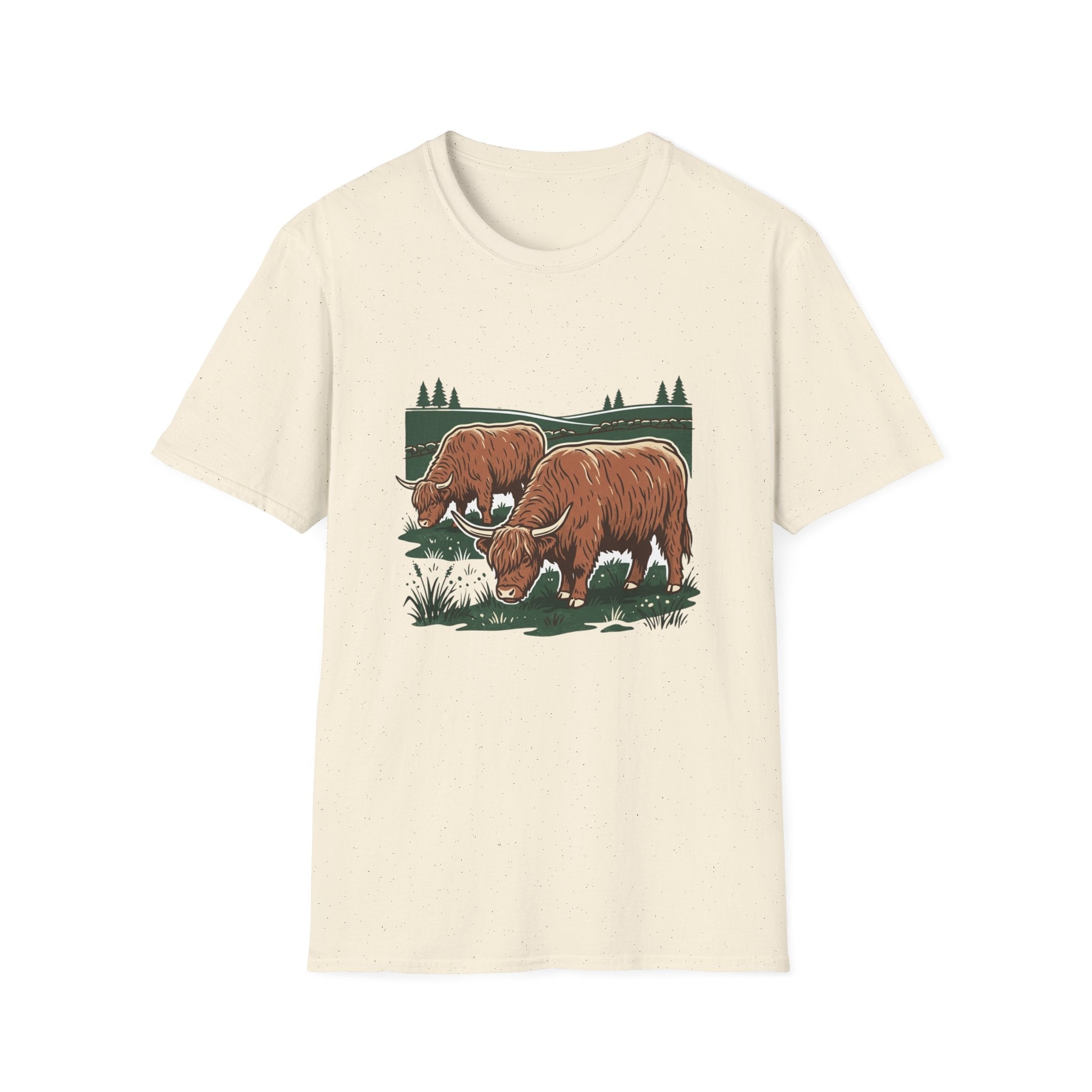 Highland Cow Graphic T-Shirt — Rustic Grazing Cows Farm Tee