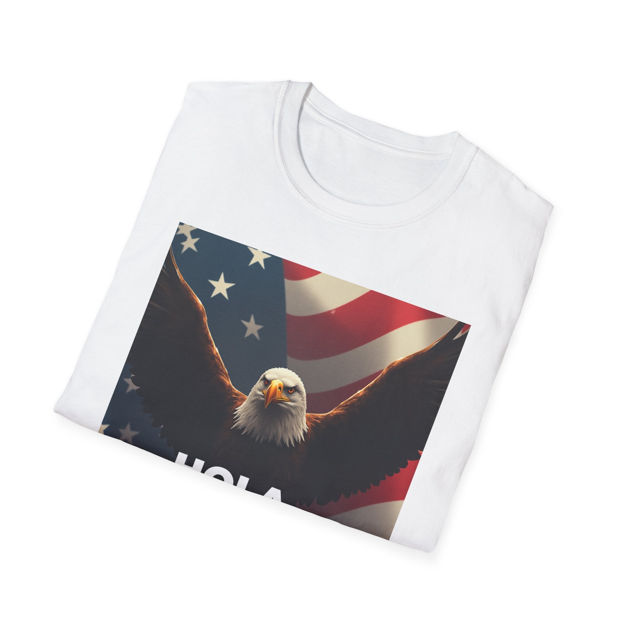 Hola America Podcast T-Shirt — Bald Eagle & American Flag Promotional Tee
