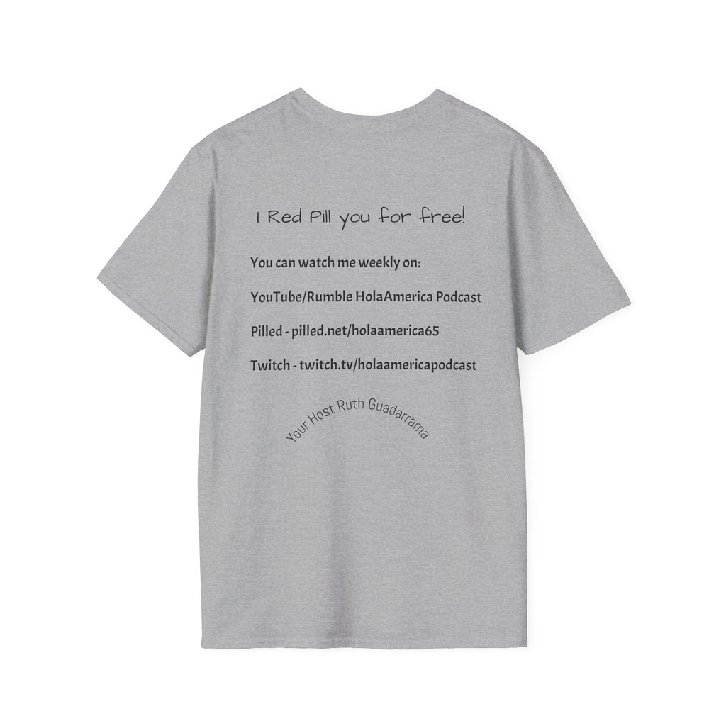 Hola America Podcast T-Shirt — Bald Eagle & American Flag Promotional Tee