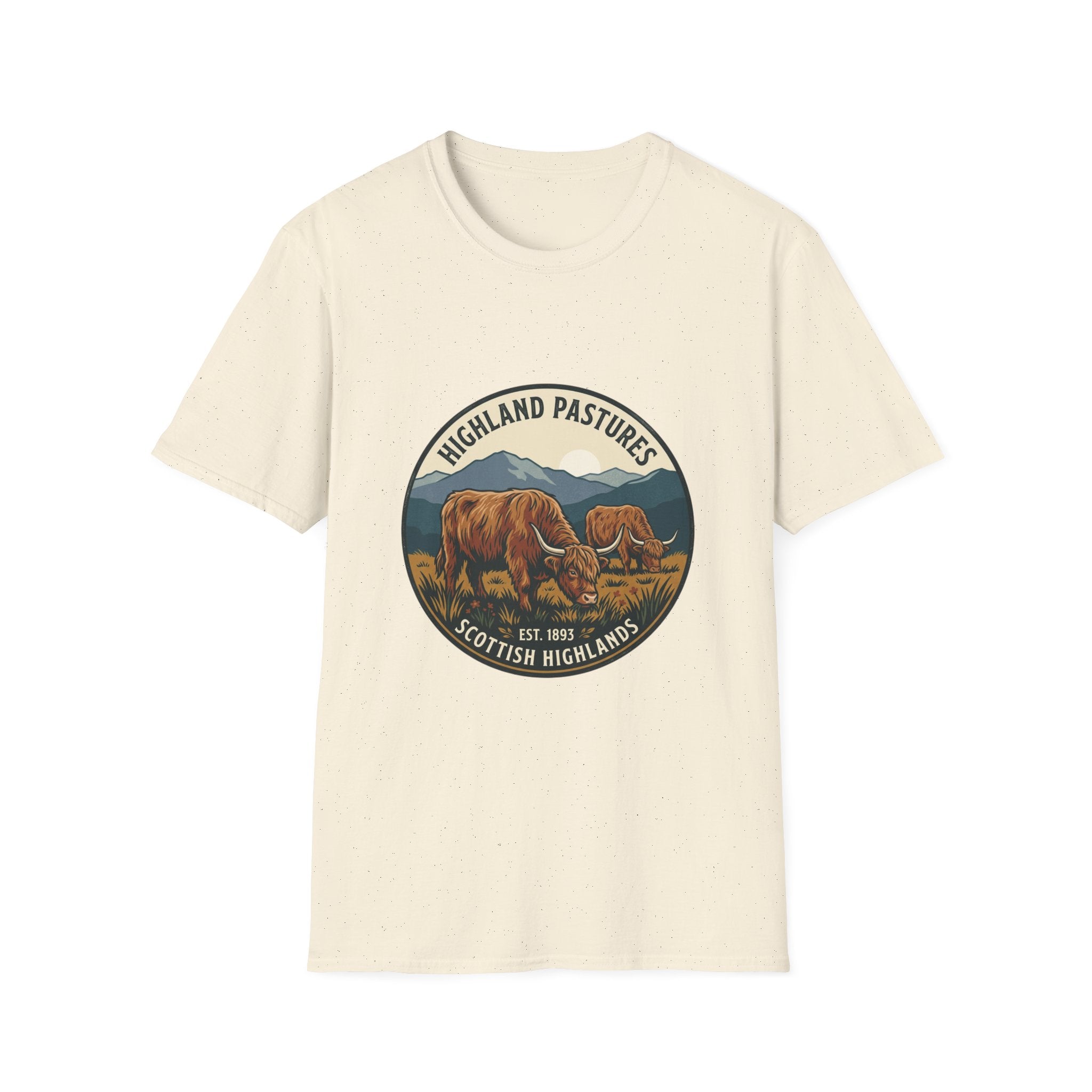 Highland Pastures T-Shirt — Scottish Highlands Highland Cow Vintage Badge