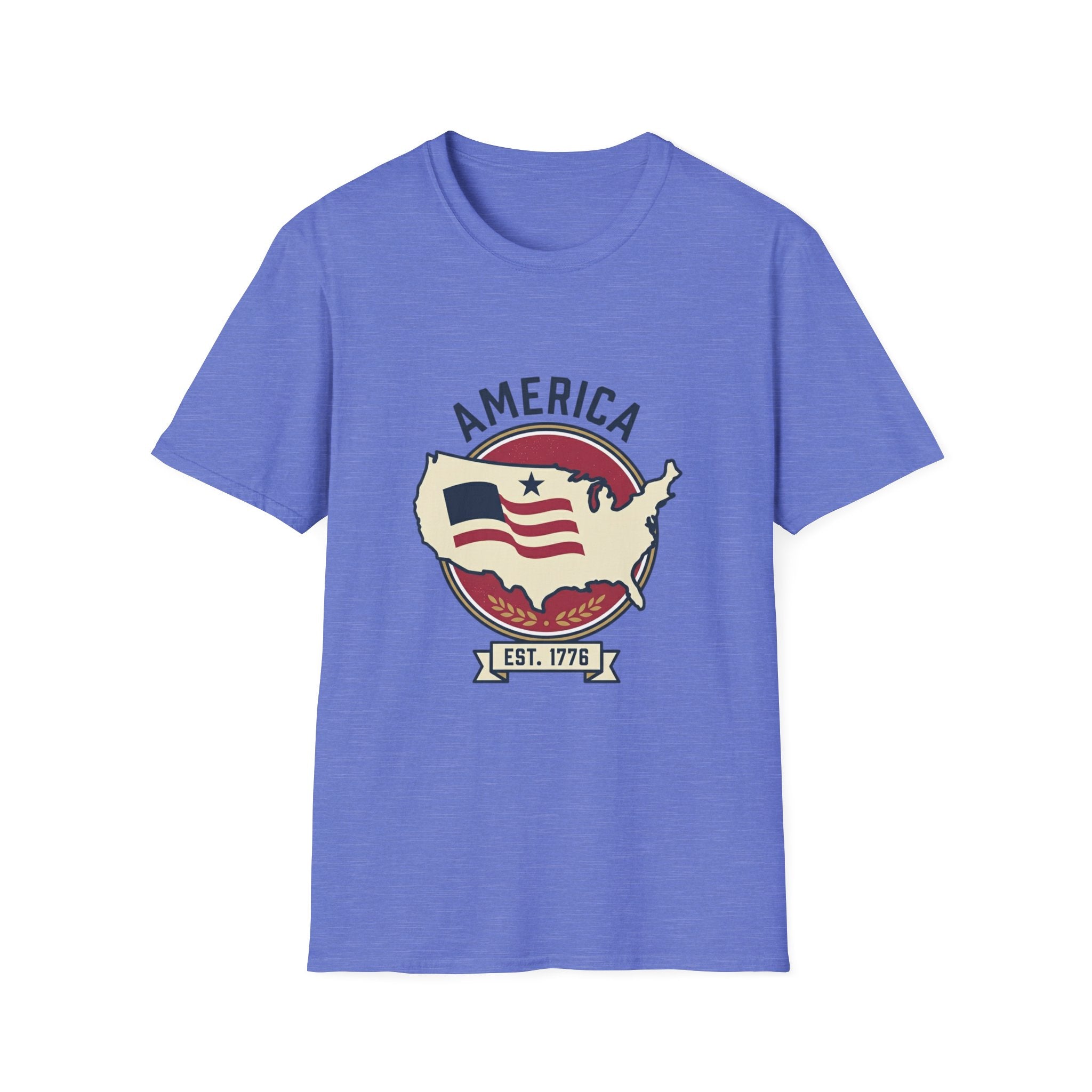 America Map Graphic T-Shirt – Vintage Flag Design, EST. 1776
