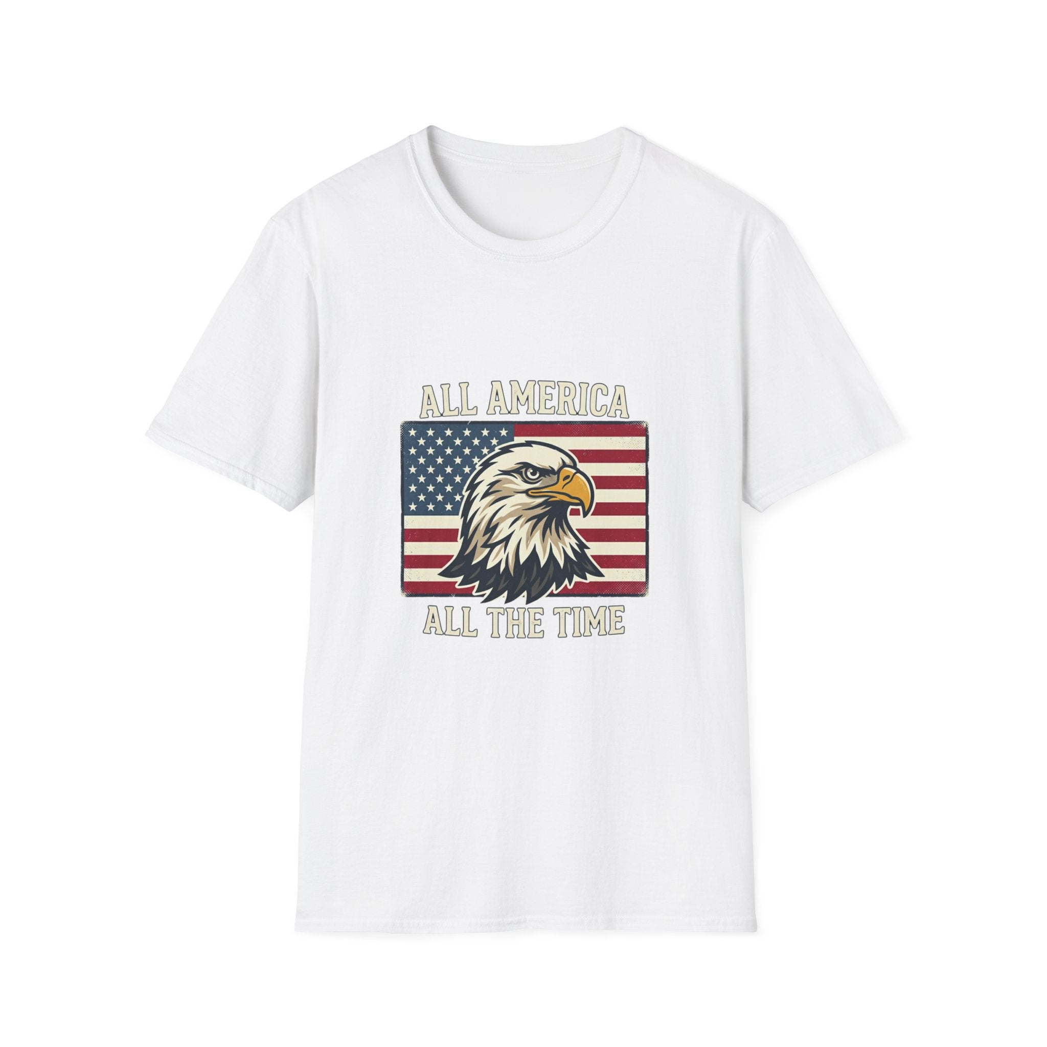 All America All The Time Eagle T-Shirt — Patriotic USA Flag Tee