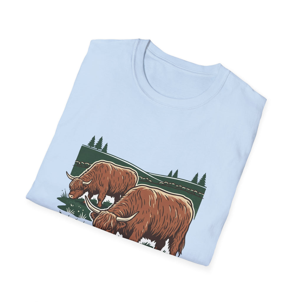 Highland Cow Graphic T-Shirt — Rustic Grazing Cows Farm Tee