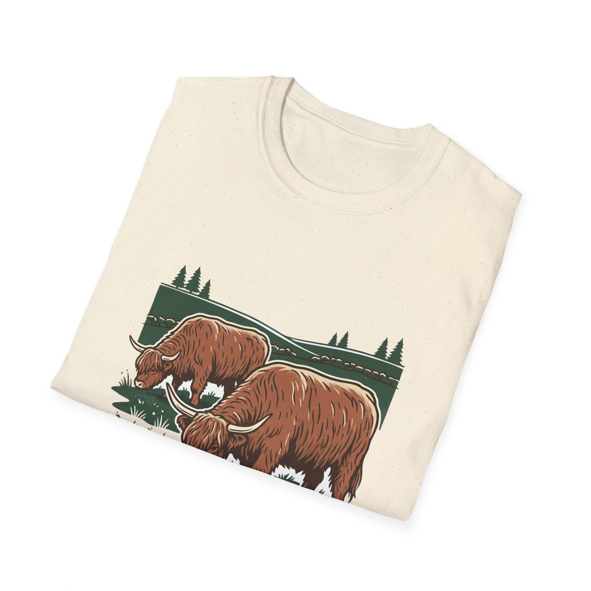 Highland Cow Graphic T-Shirt — Rustic Grazing Cows Farm Tee