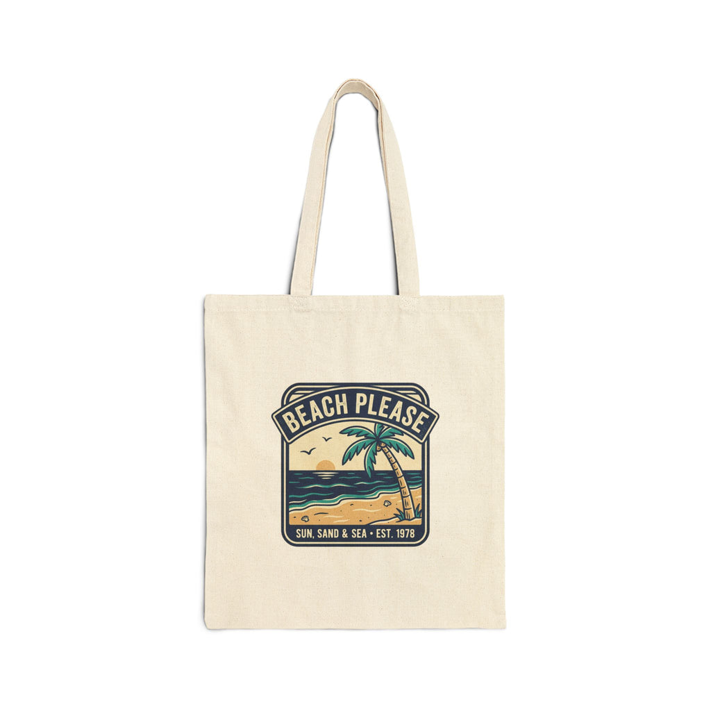 Tote Bag - "Beach Please" Palm Tree Canvas Tote | Summer Beach Bag, Eco-Friendly Market & Beach Tote