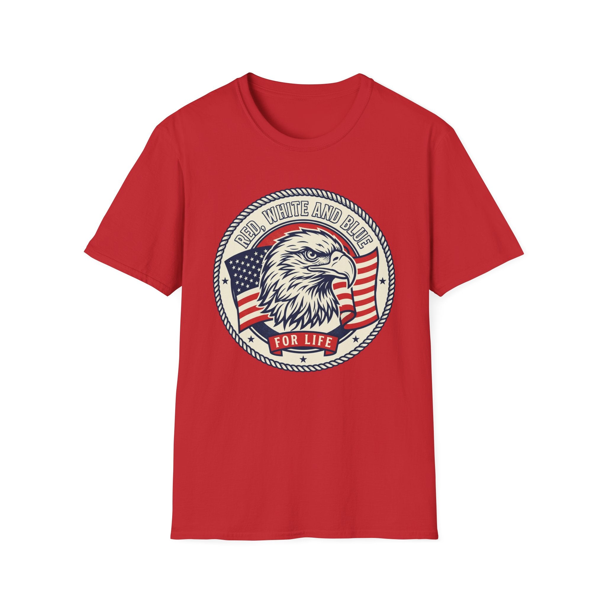 Patriotic Eagle T-Shirt — "Red White and Blue For Life" Graphic