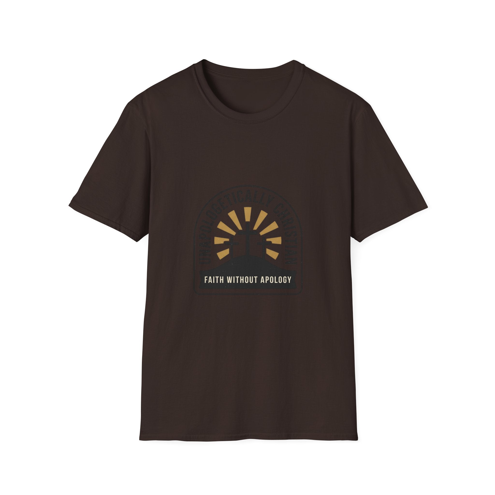 Christian T-Shirt — "Unapologetically Christian: Faith Without Apology" Badge