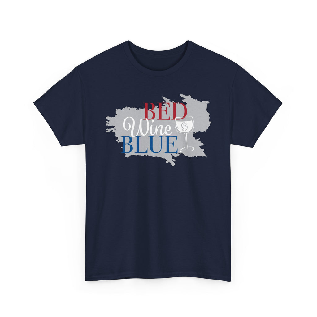 Red Wine Blue Graphic Tee - Patriotic Wine Lover T-Shirt