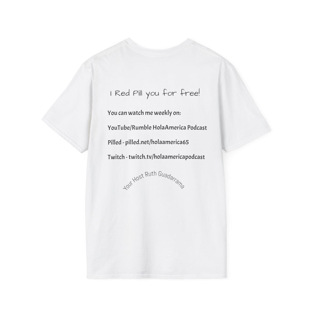 Hola America Podcast T-Shirt — Bald Eagle & American Flag Promotional Tee