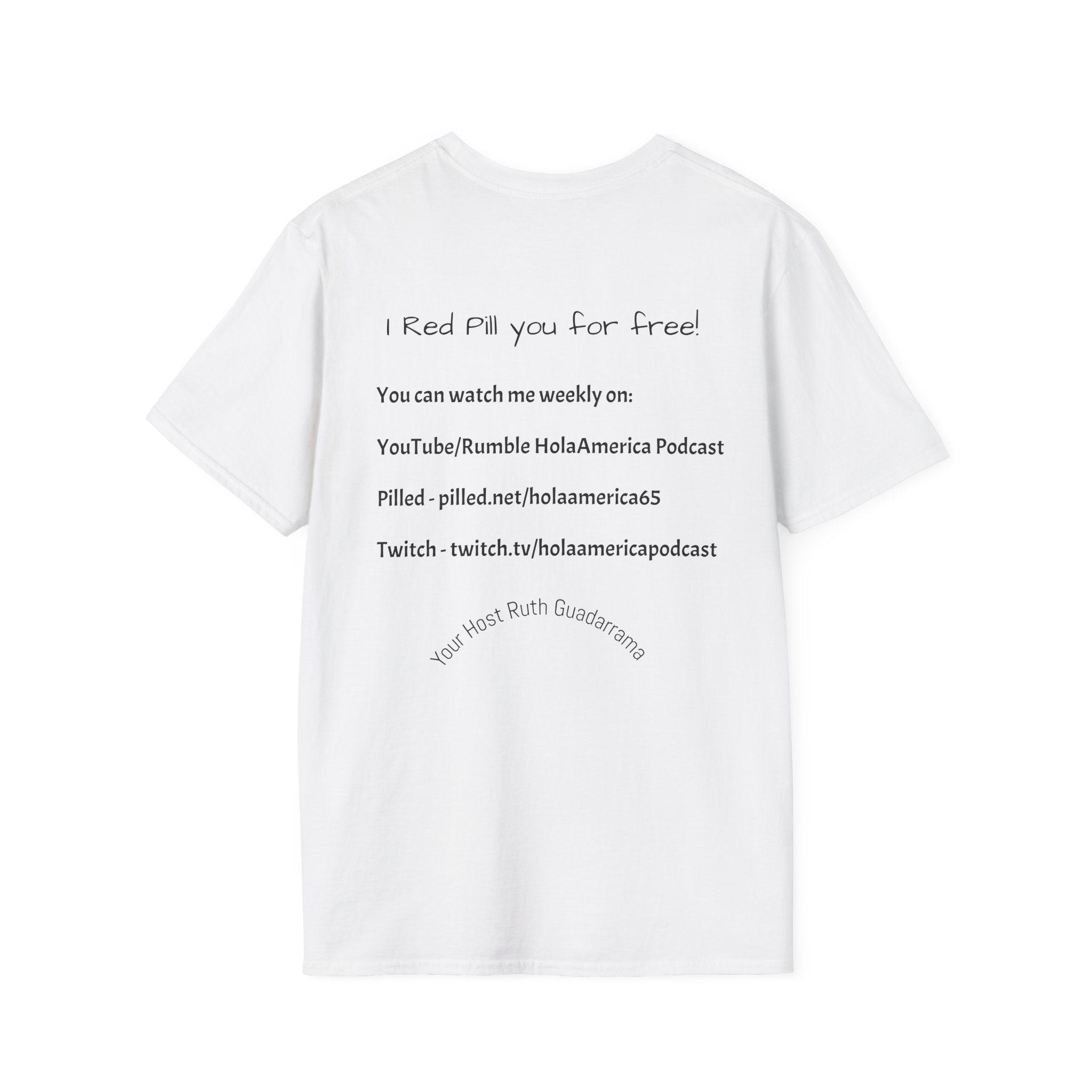 Hola America Podcast T-Shirt — Bald Eagle & American Flag Promotional Tee