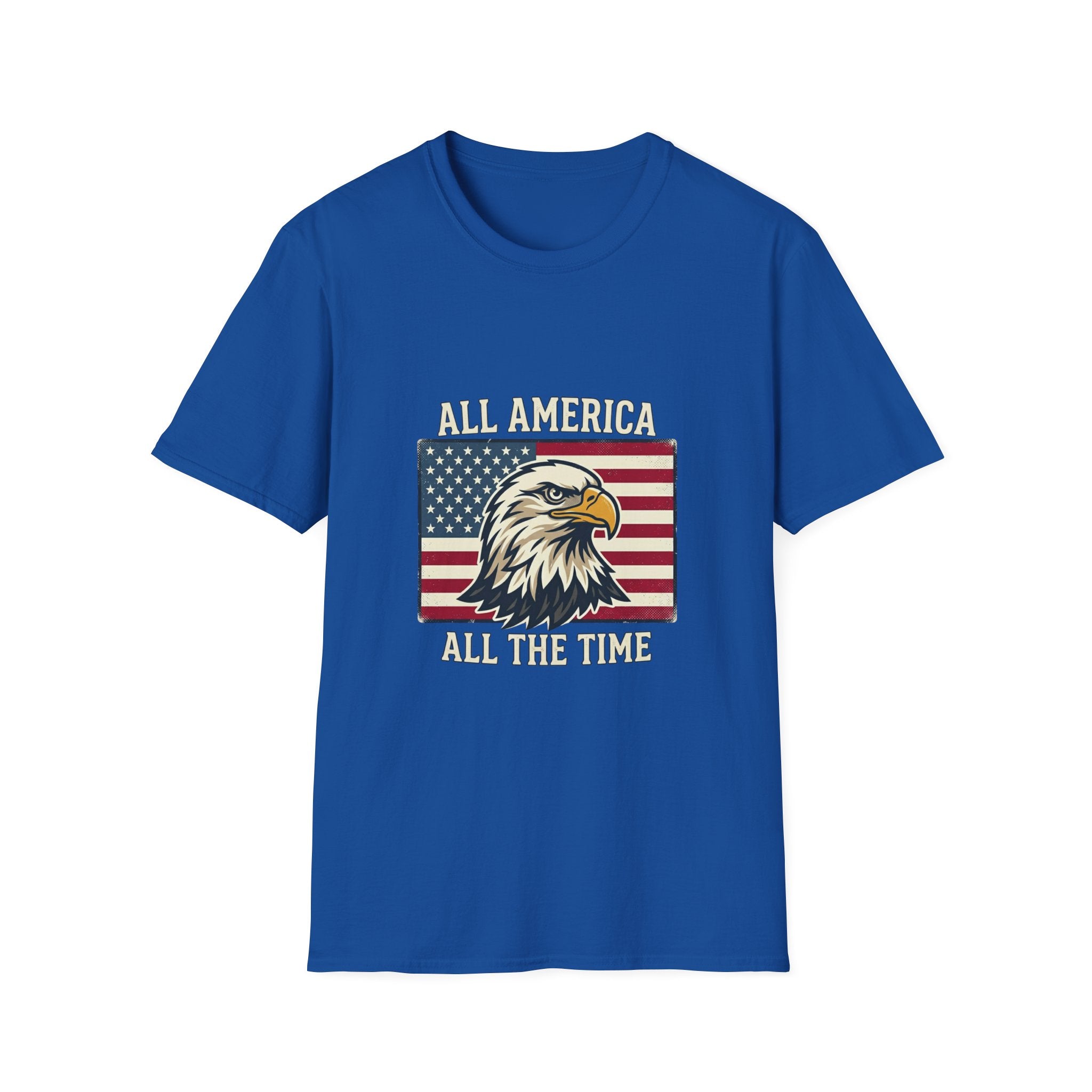 All America All The Time Eagle T-Shirt — Patriotic USA Flag Tee