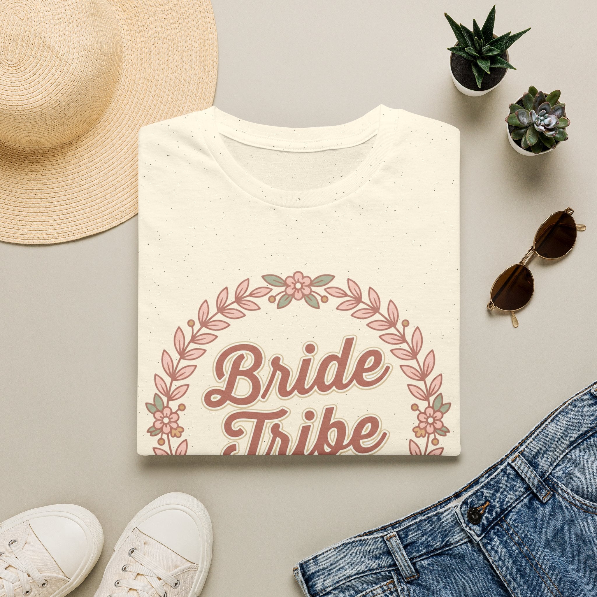 Bride Tribe T-Shirt — Floral Wreath Bachelorette Shirt for Bridal Party