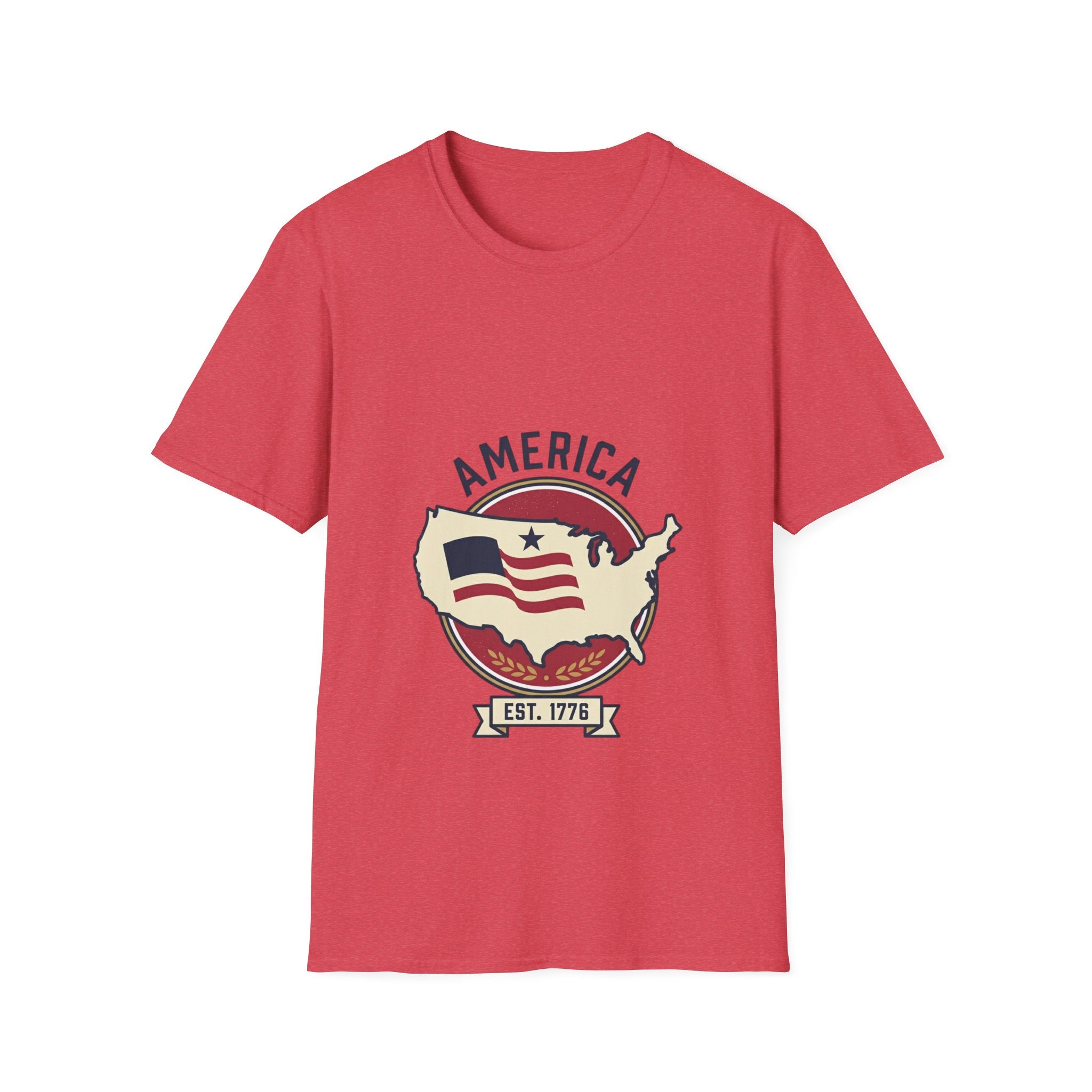 America Map Graphic T-Shirt – Vintage Flag Design, EST. 1776