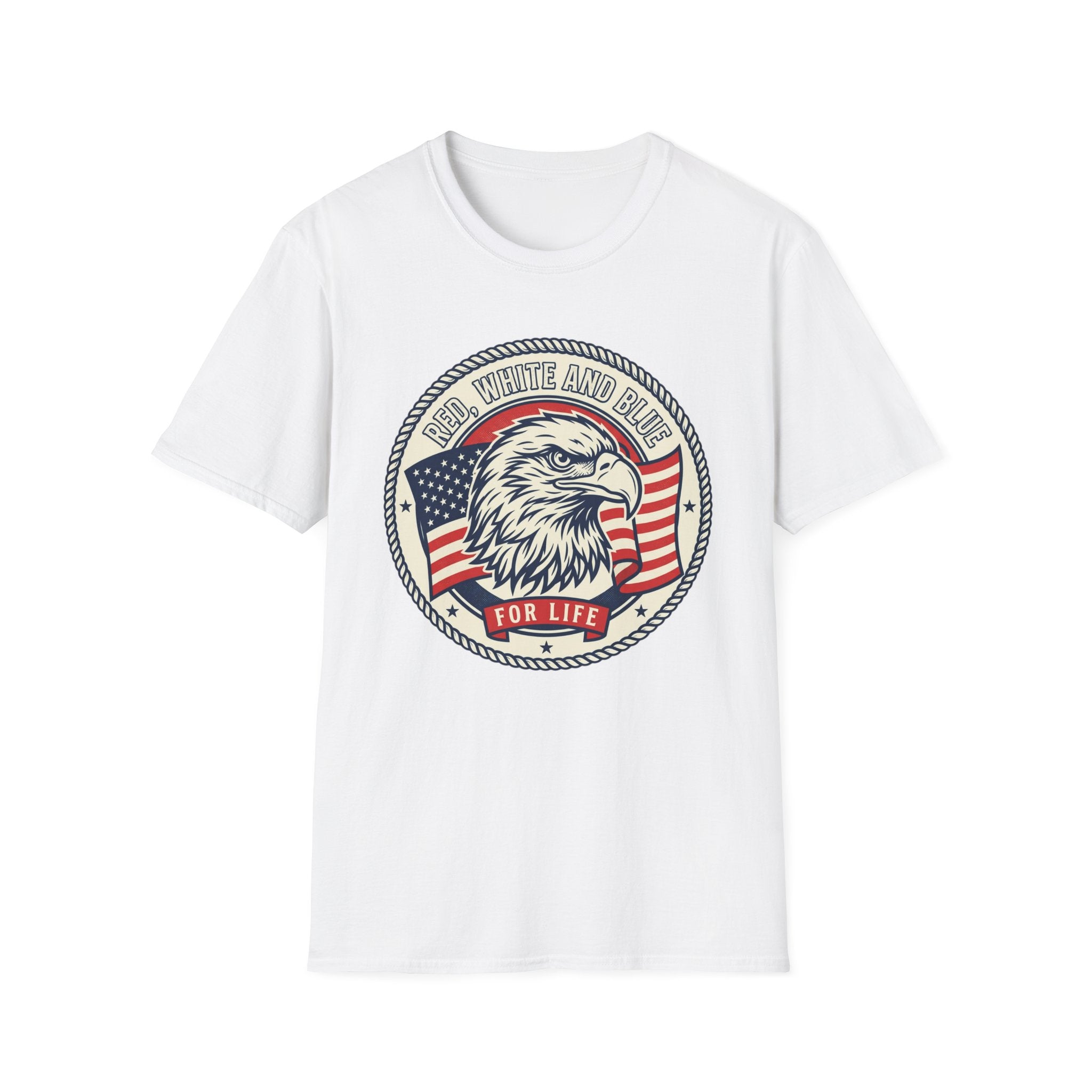 Patriotic Eagle T-Shirt — "Red White and Blue For Life" Graphic