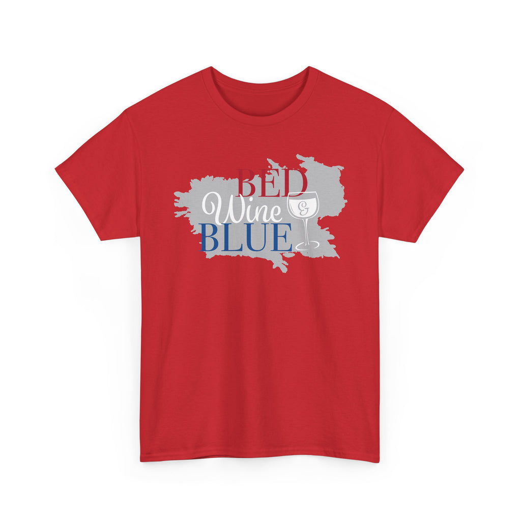 Red Wine Blue Graphic Tee - Patriotic Wine Lover T-Shirt