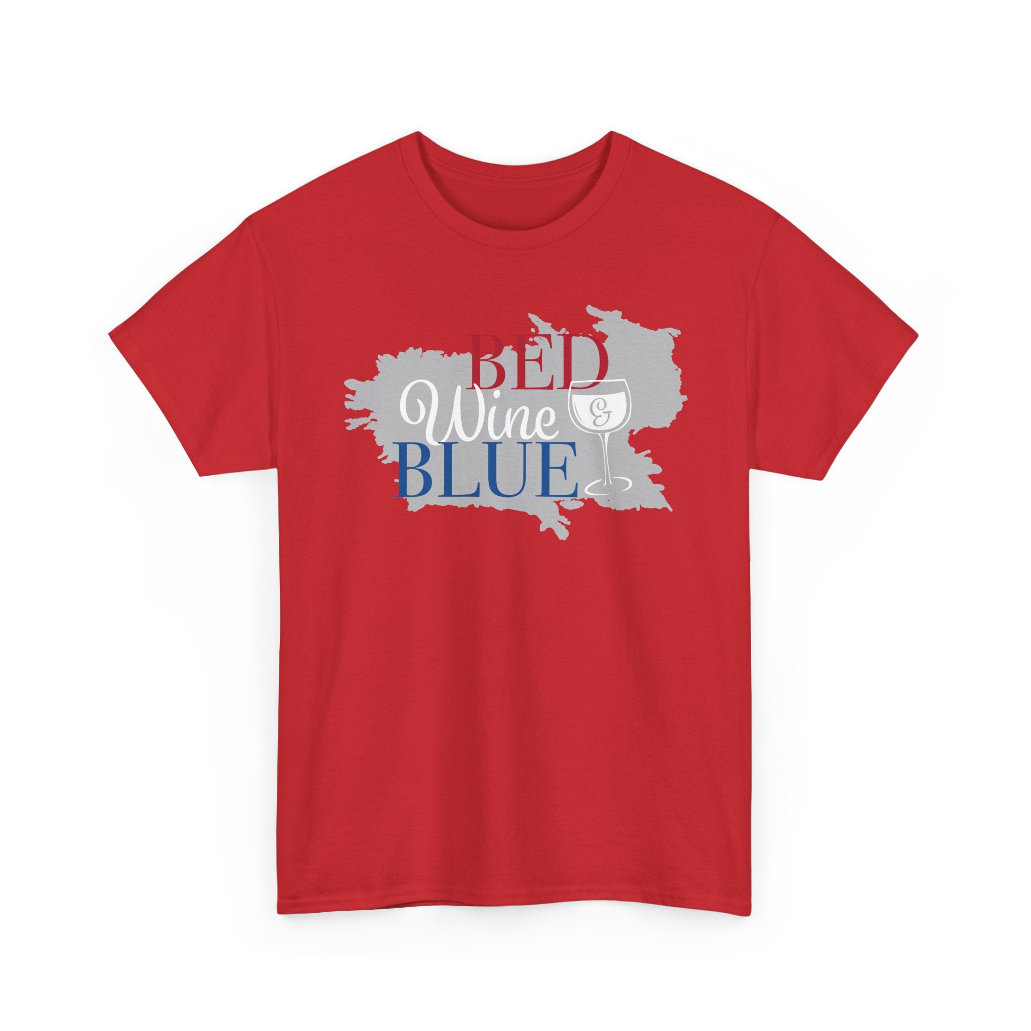 Red Wine Blue Graphic Tee - Patriotic Wine Lover T-Shirt
