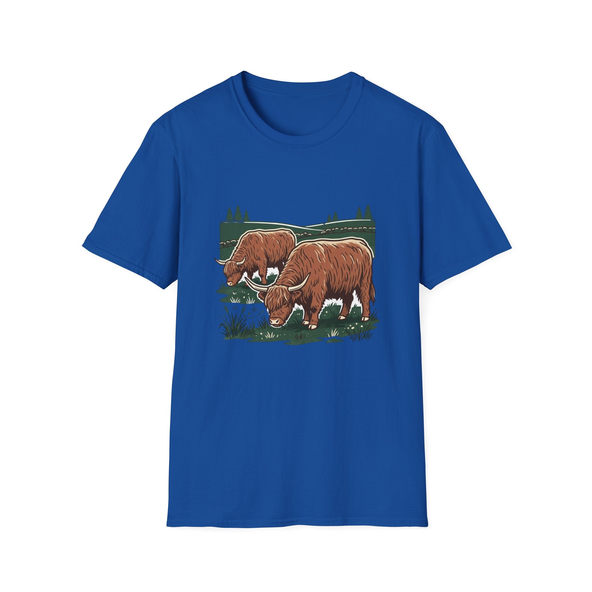 Highland Cow Graphic T-Shirt — Rustic Grazing Cows Farm Tee