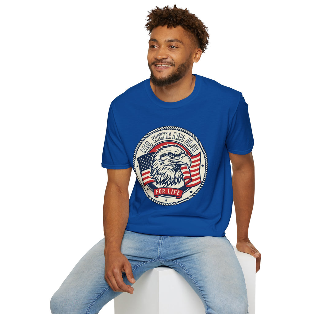 Patriotic Eagle T-Shirt — "Red White and Blue For Life" Graphic