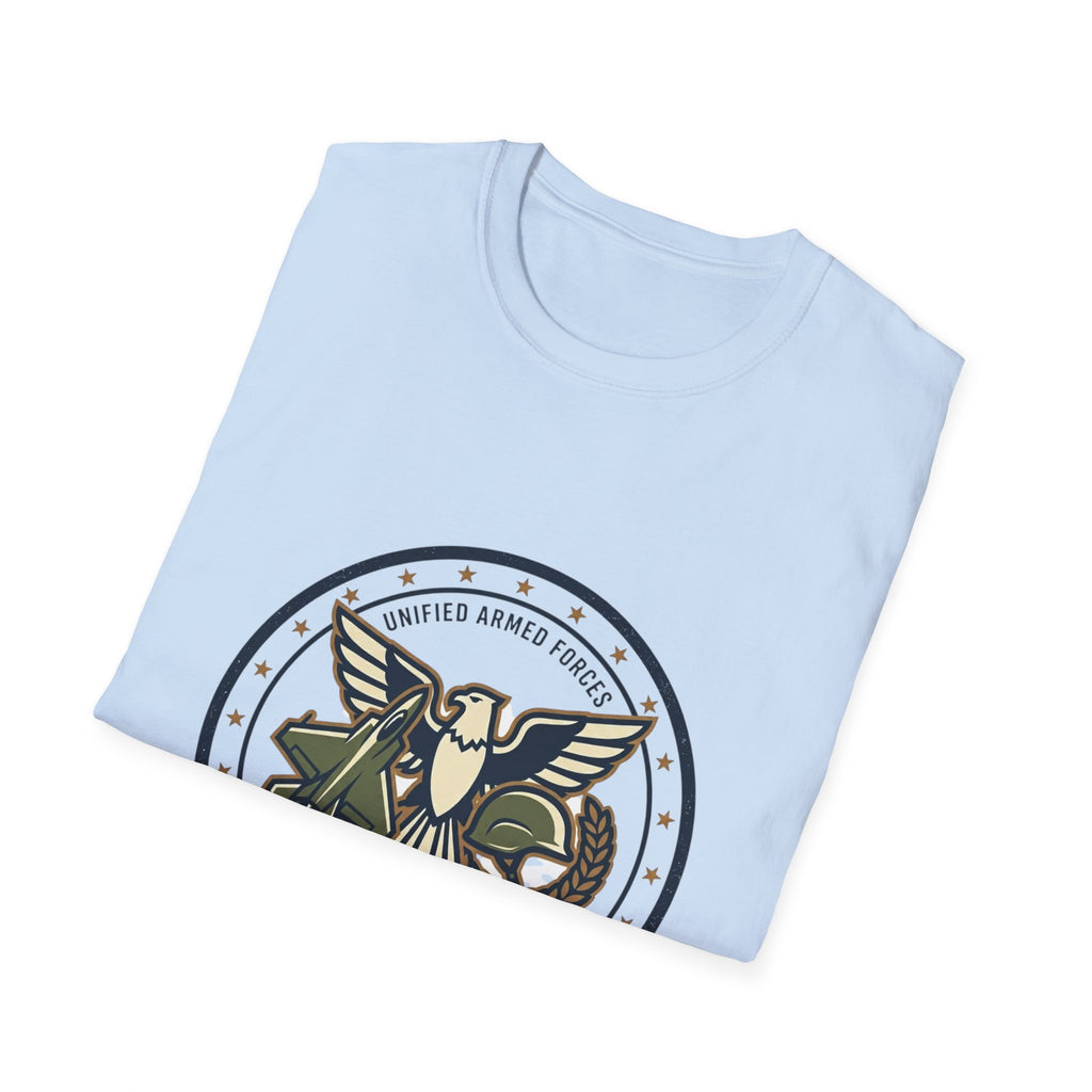 Strong Military Emblem T-Shirt — Patriotic Eagle & Helmet Design