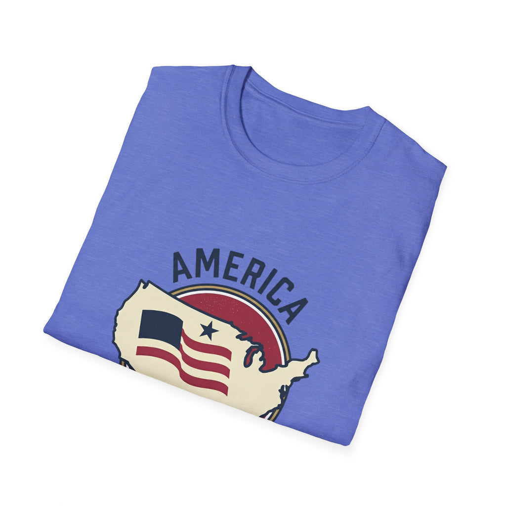 America Map Graphic T-Shirt – Vintage Flag Design, EST. 1776