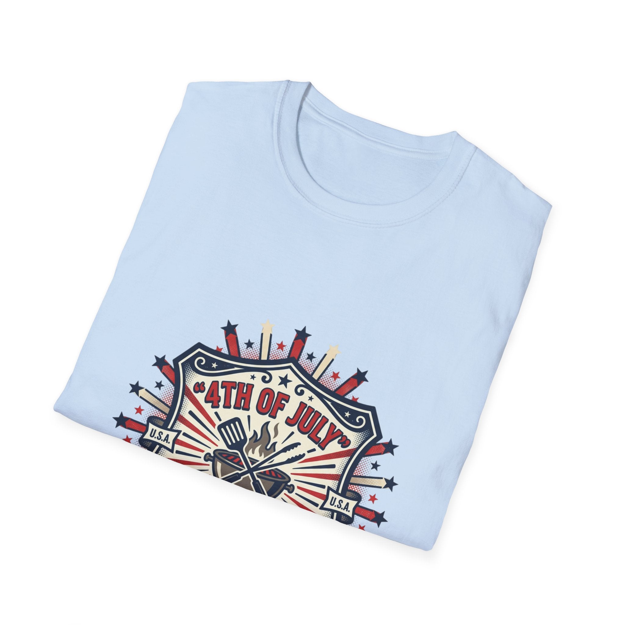 4th of July BBQ T-Shirt — Celebrate & Grill Patriotic Independence Day Tee