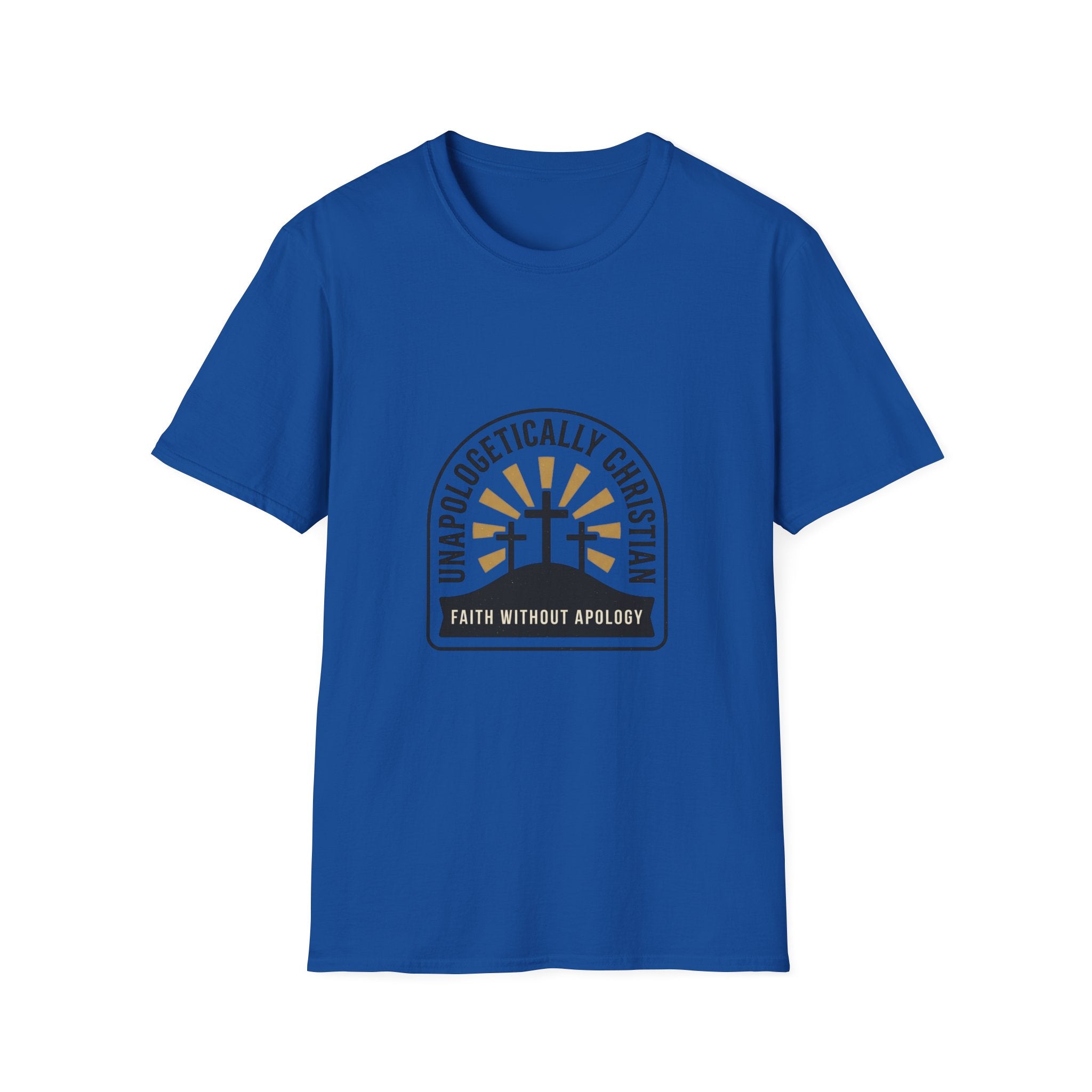 Christian T-Shirt — "Unapologetically Christian: Faith Without Apology" Badge
