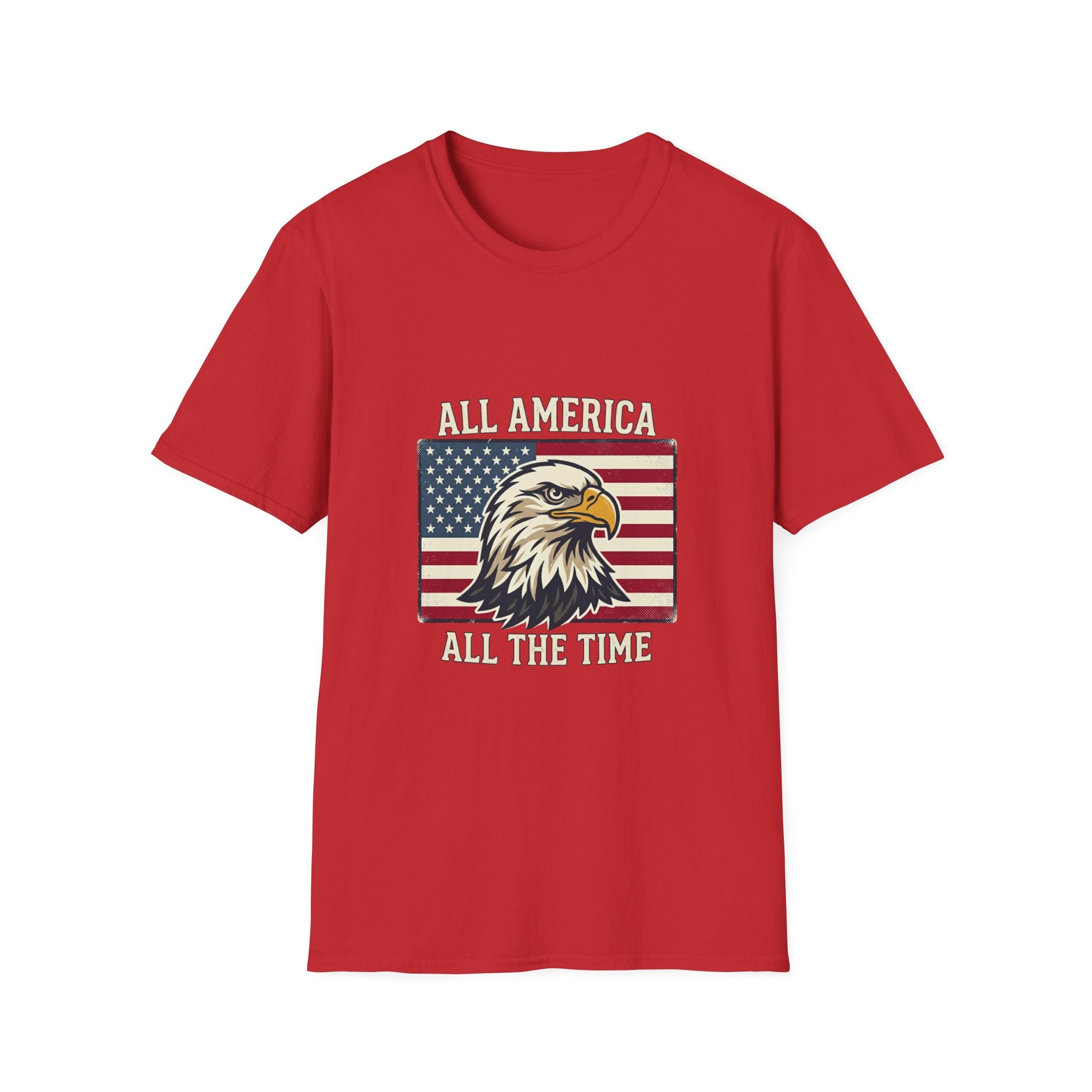 All America All The Time Eagle T-Shirt — Patriotic USA Flag Tee