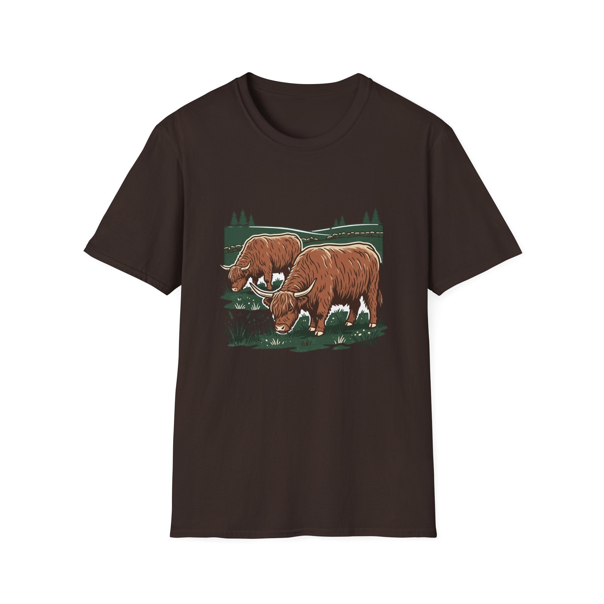 Highland Cow Graphic T-Shirt — Rustic Grazing Cows Farm Tee