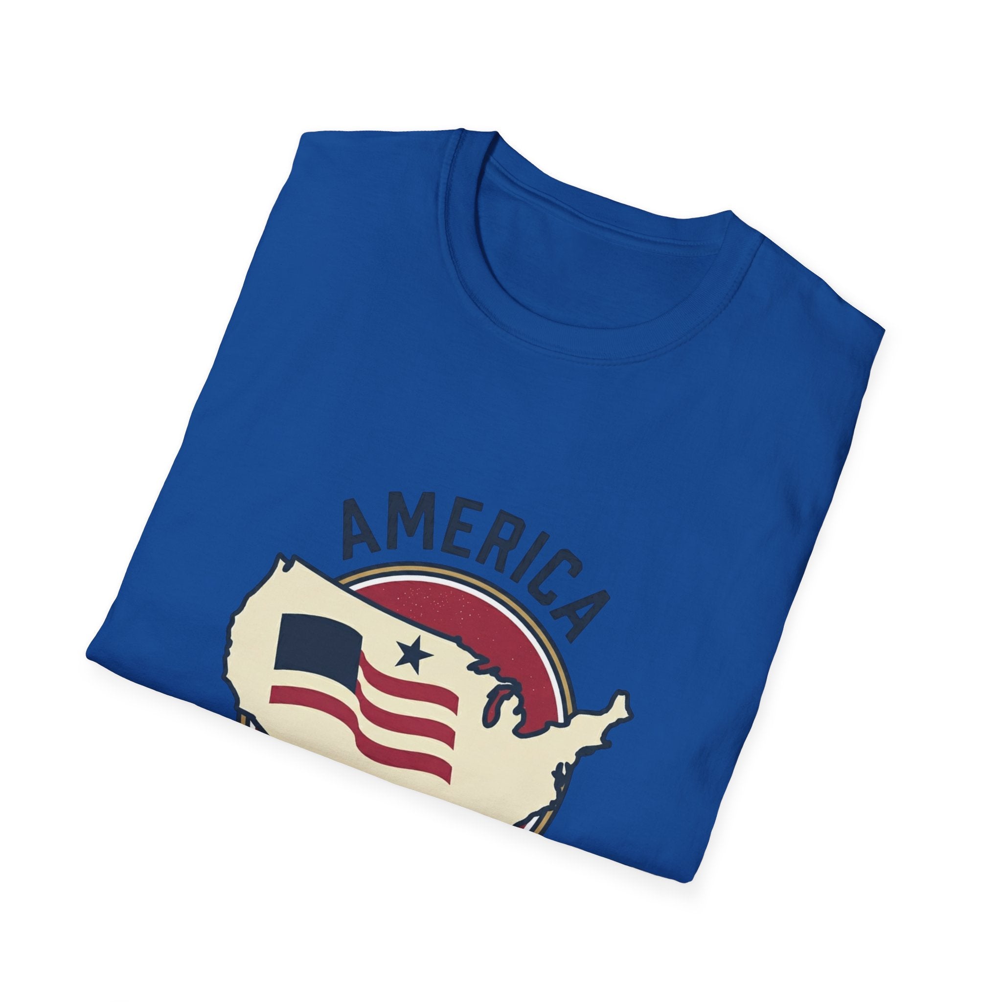 America Map Graphic T-Shirt – Vintage Flag Design, EST. 1776