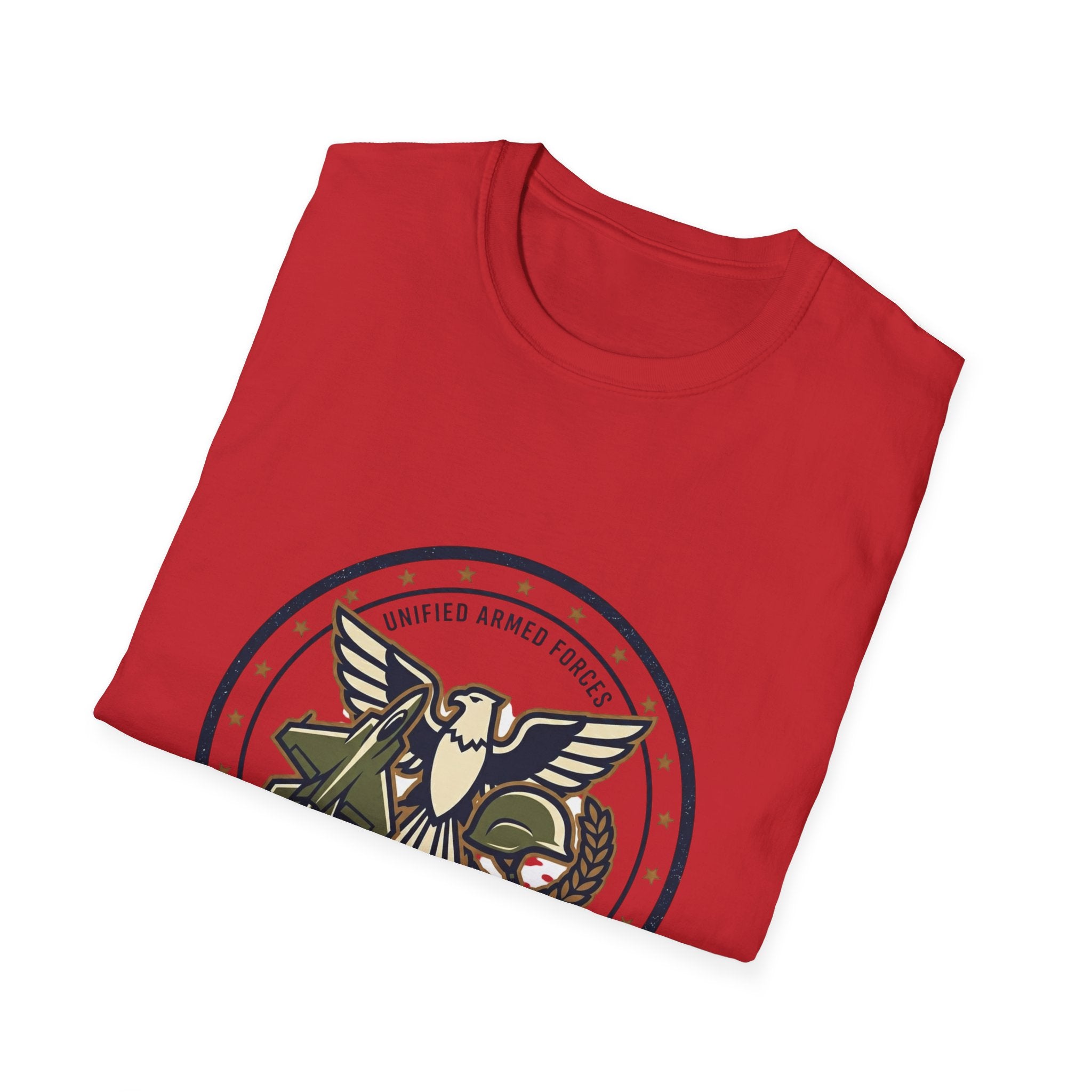 Strong Military Emblem T-Shirt — Patriotic Eagle & Helmet Design