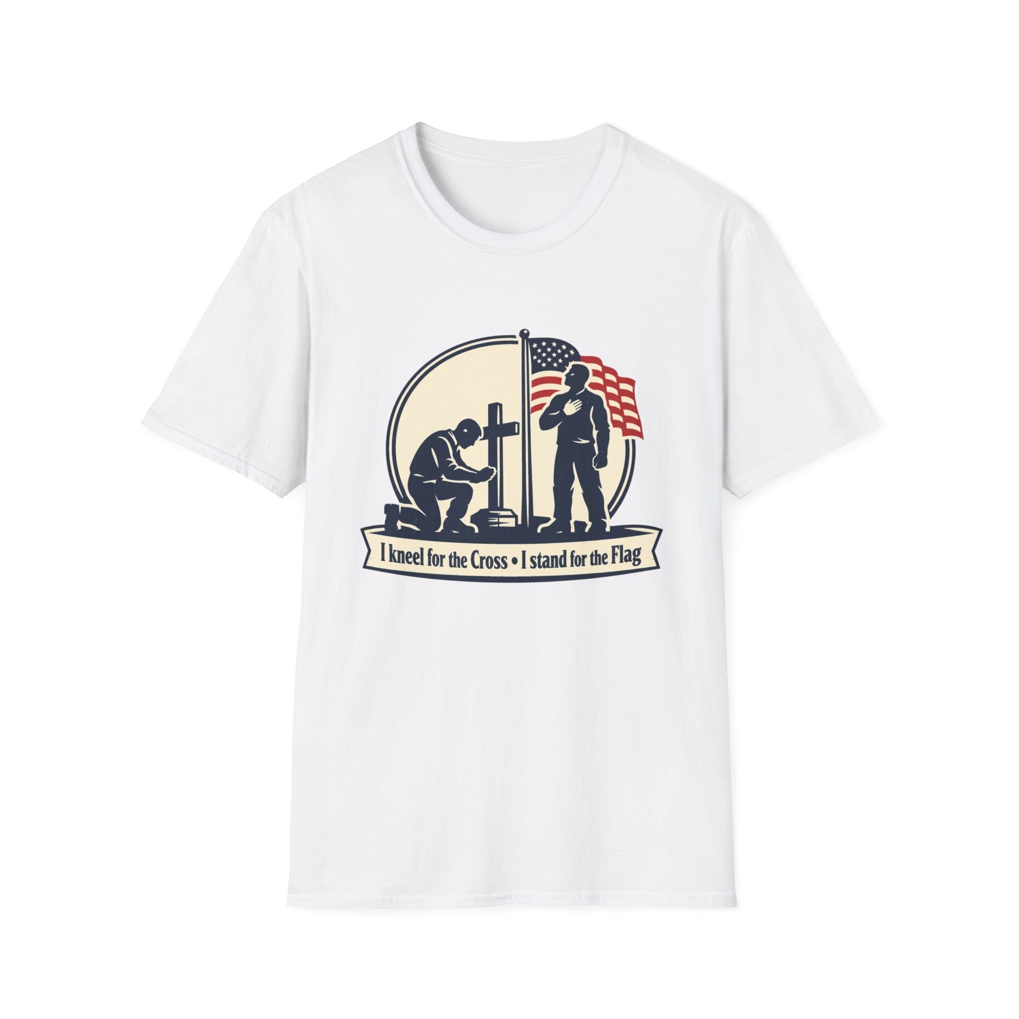 Patriotic Prayer T-Shirt — "I Kneel for the Cross, I Stand for the Flag"