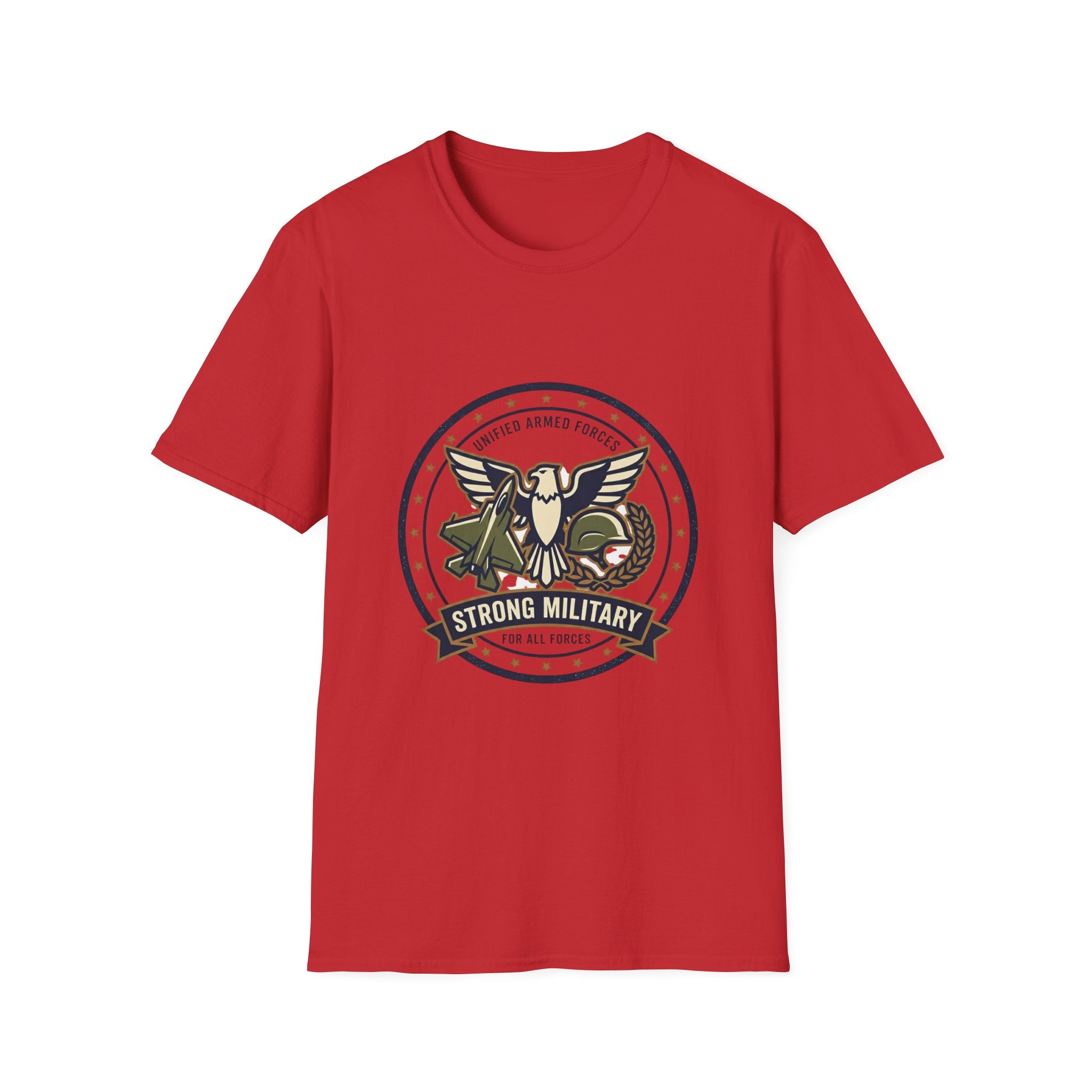 Strong Military Emblem T-Shirt — Patriotic Eagle & Helmet Design