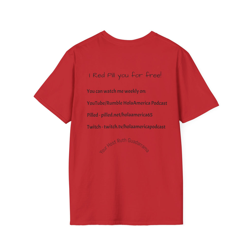 Hola America Podcast T-Shirt — Bald Eagle & American Flag Promotional Tee
