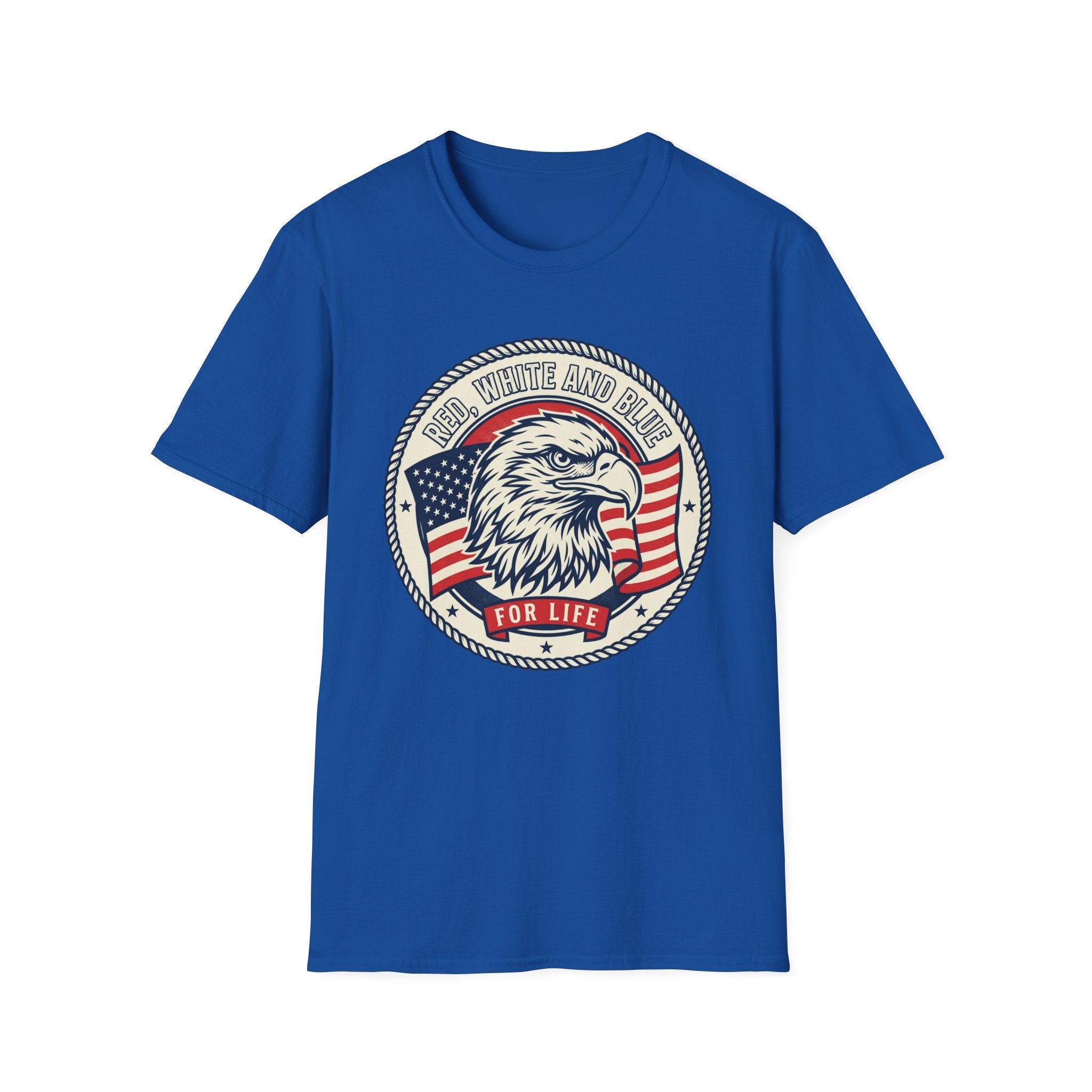 Patriotic Eagle T-Shirt — "Red White and Blue For Life" Graphic