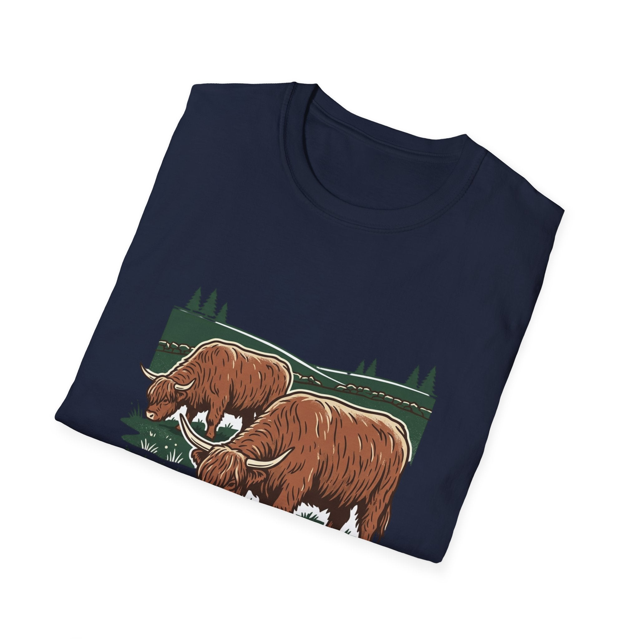 Highland Cow Graphic T-Shirt — Rustic Grazing Cows Farm Tee